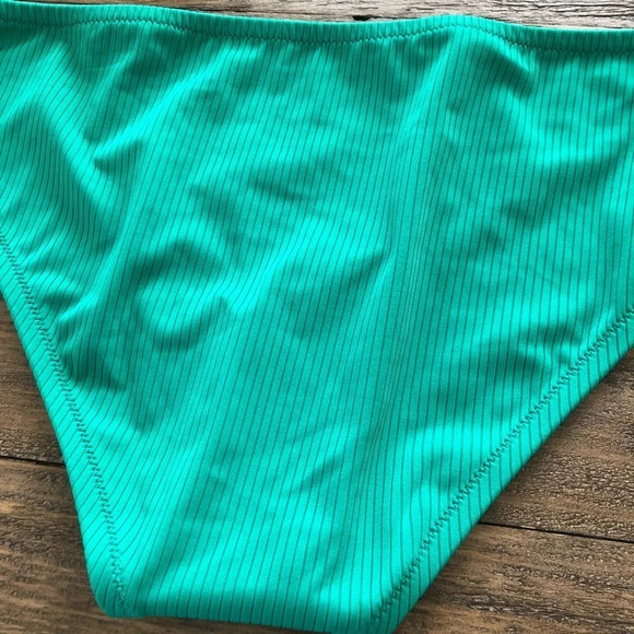 NWT Shade & Shore size XL 16-18 Green Ribbed Bikini Bottom Low Coverage Cheeky - Picture 5 of 6